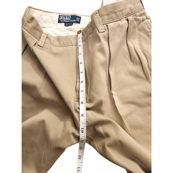 Polo Ralph Lauren Khaki pants Pleated tan Men's 34x29* Measured Pony Logo Ethan - Picture 8 of 9